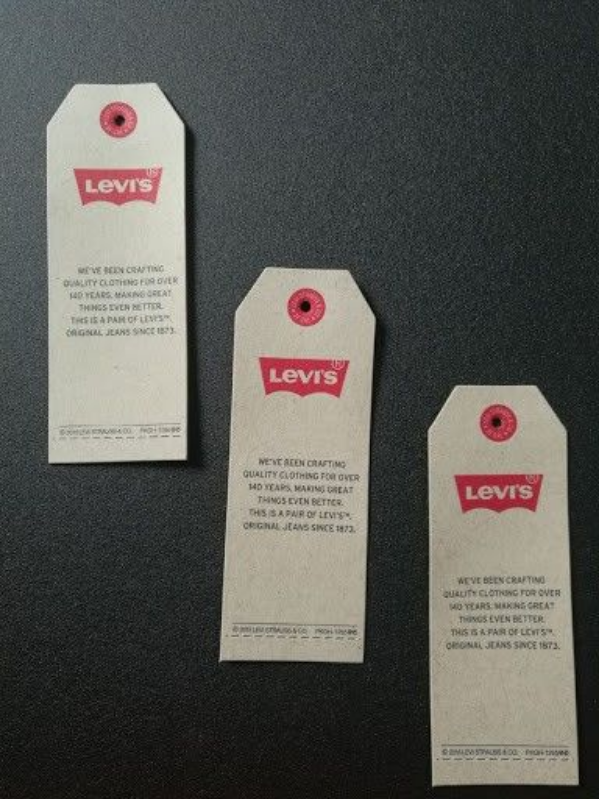 Levi's hangtags on kraft board