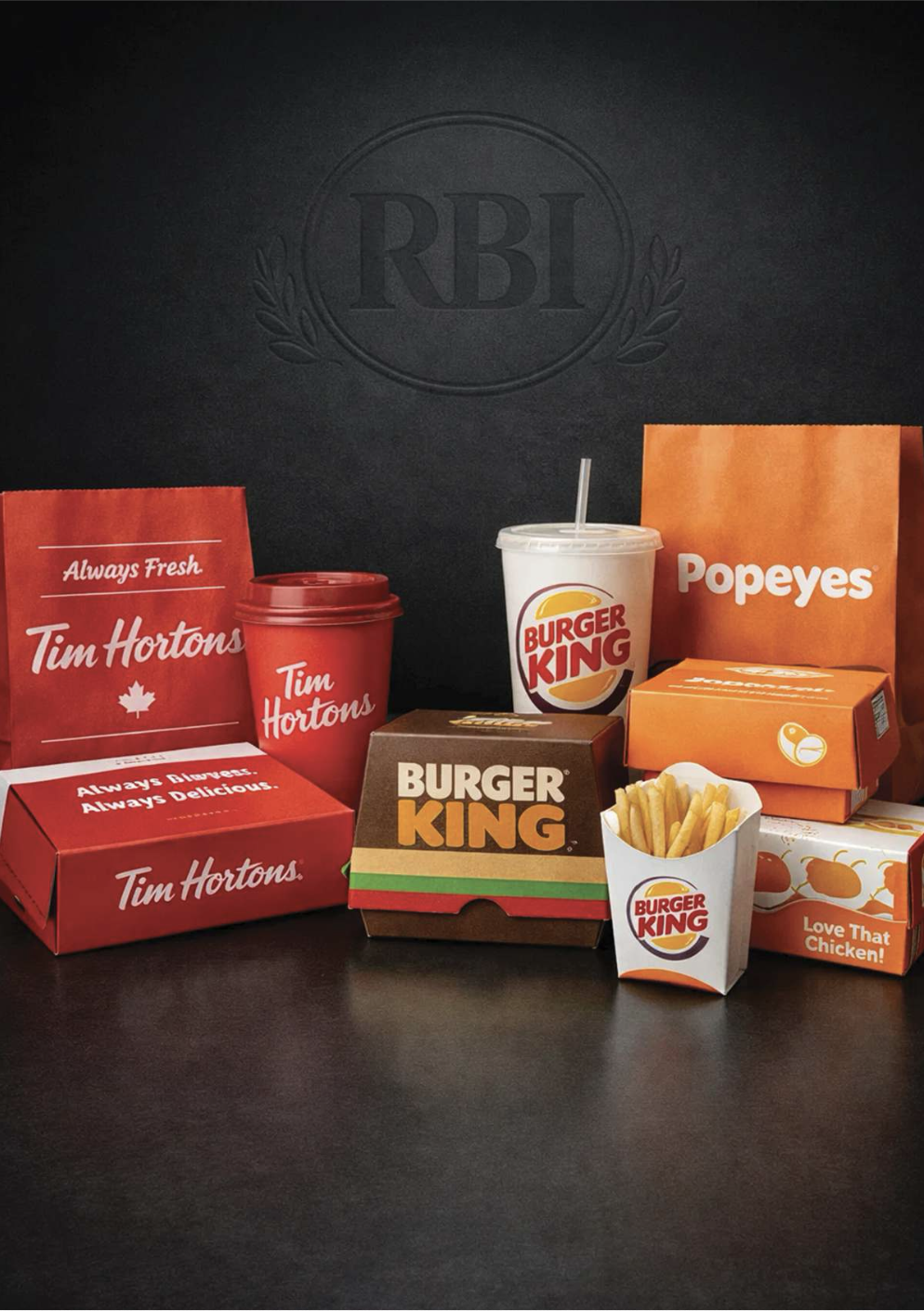 Tim Hortons, Burger King and Popeyes packaging