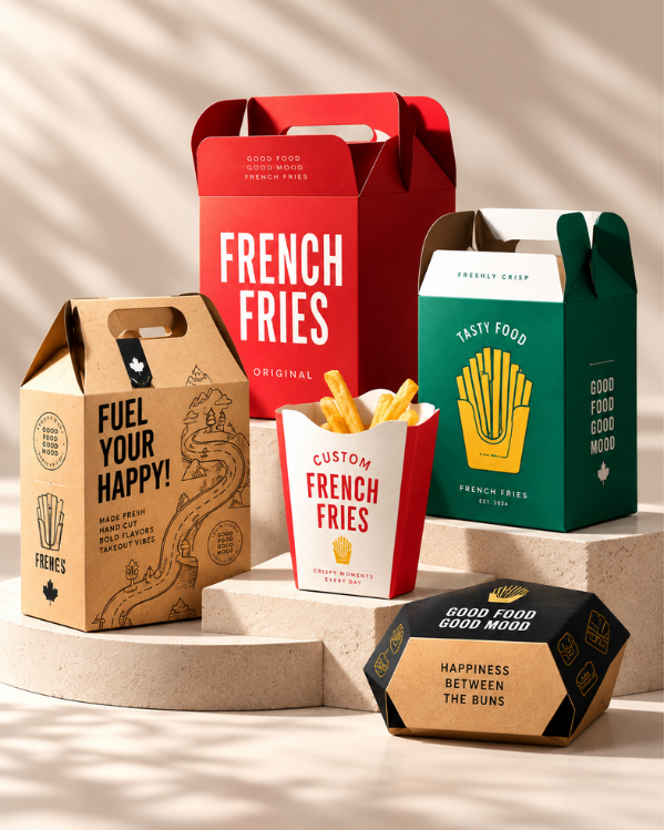 Printed folding cartons and takeaway boxes